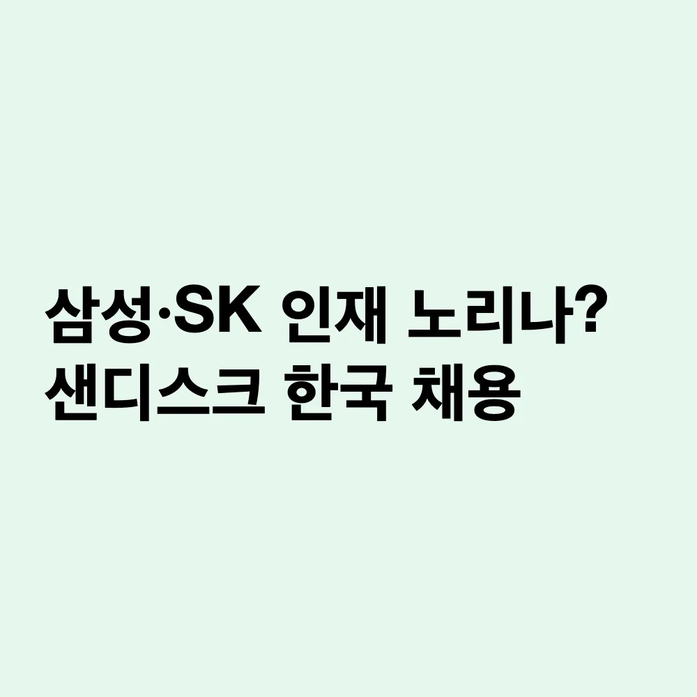 美 샌디스크 한국 엔지니어 대규모 채용: 경력 5년 이상 낸드 개발자 모집과 반도체 인재 쟁탈전
