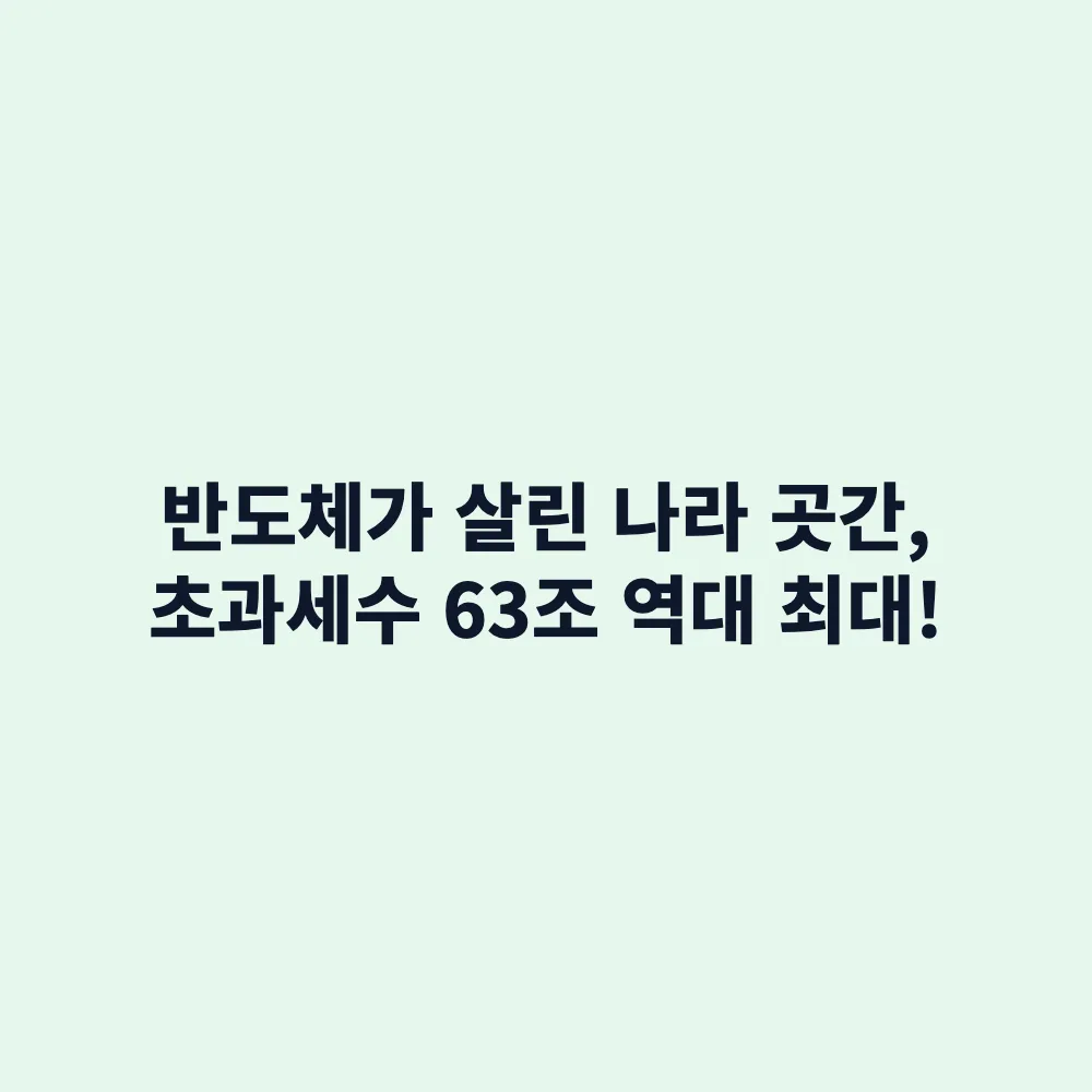 올해 초과세수 63조 2천억 원 역대 최대 기록: 반도체 호황이 이끈 경제 효과